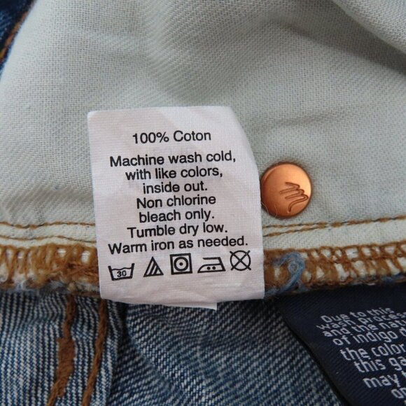 Madewell Womens 24 Blue Denim Shorts Distressed Raw Hem Copper Button Studs Jean - Picture 6 of 8